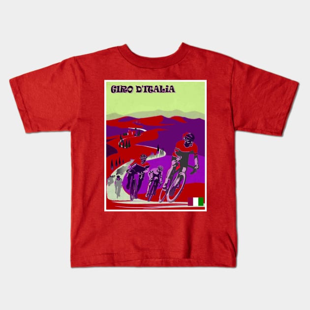 GIRO D ITALIA Bicycle Racing Abstract Advertising Print Kids T-Shirt by posterbobs